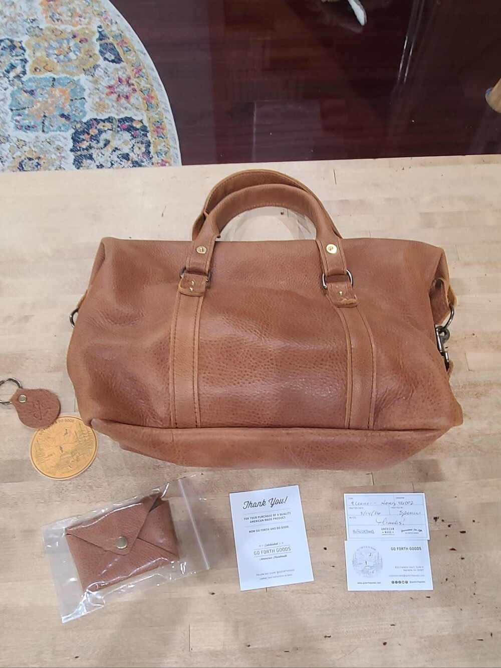 NWT Go Forth Goods Eleanor Satchel Bag In Honey - Picture 2 of 16